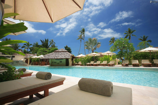 a view of a pool