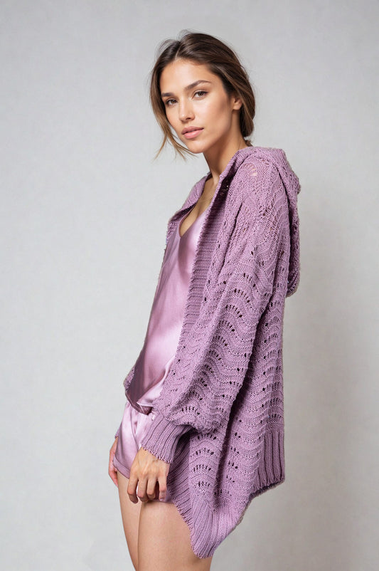 Fire Pit Cardigan-Dusty rose