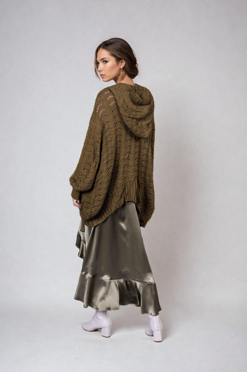 Fire Pit Cardigan-Moss