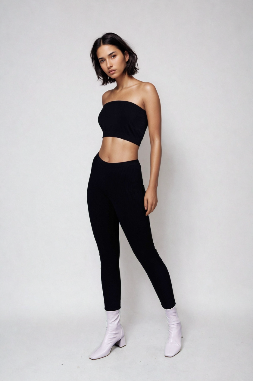 Classy Ribbed Leggings-Onyx