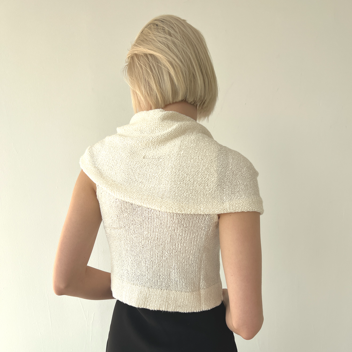 100% Silk Crop Cowl Hoodie -Natural