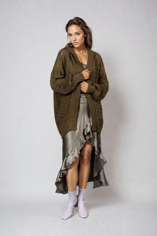 Fire Pit Cardigan-Moss