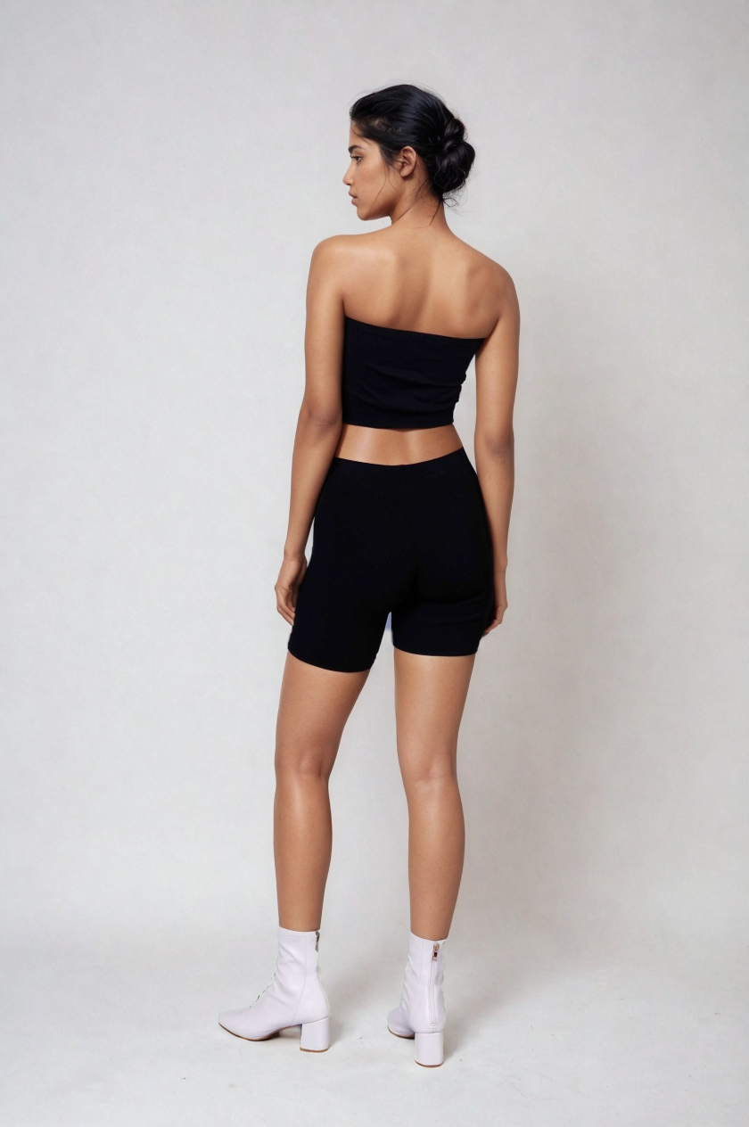 Classy Ribbed Biker Short-Onyx