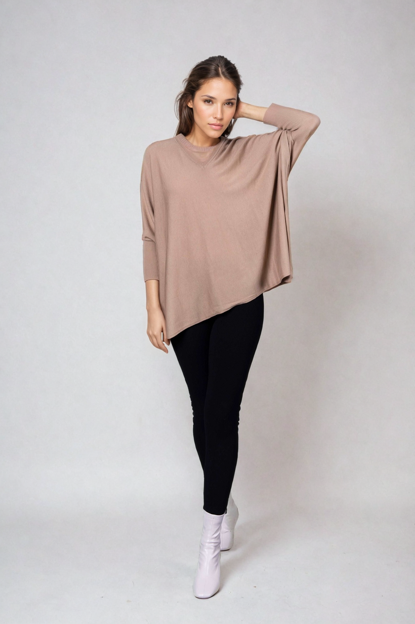 V neck Outdoor Cape -Fawn