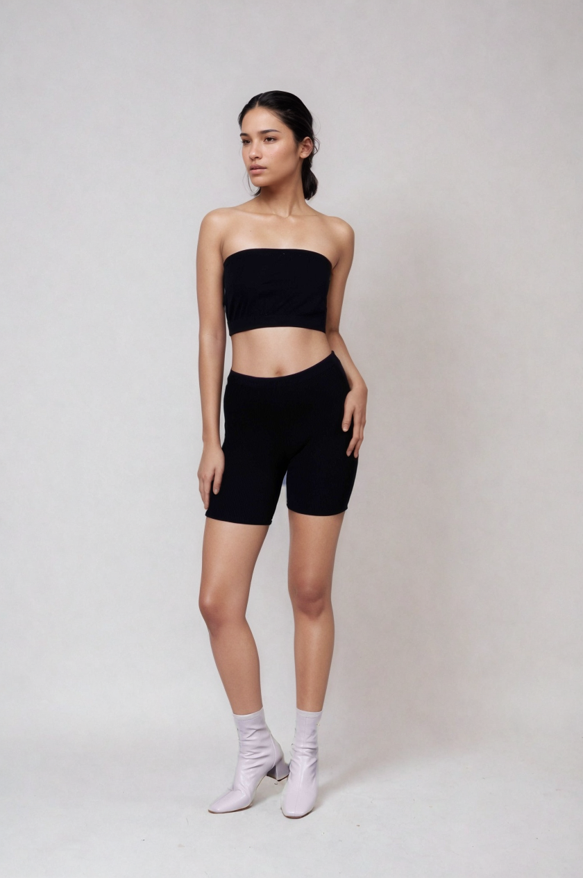 Classy Ribbed Biker Short-Onyx
