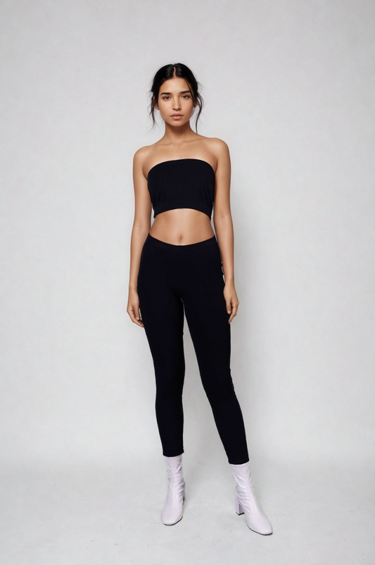 Classy Ribbed Leggings-Onyx
