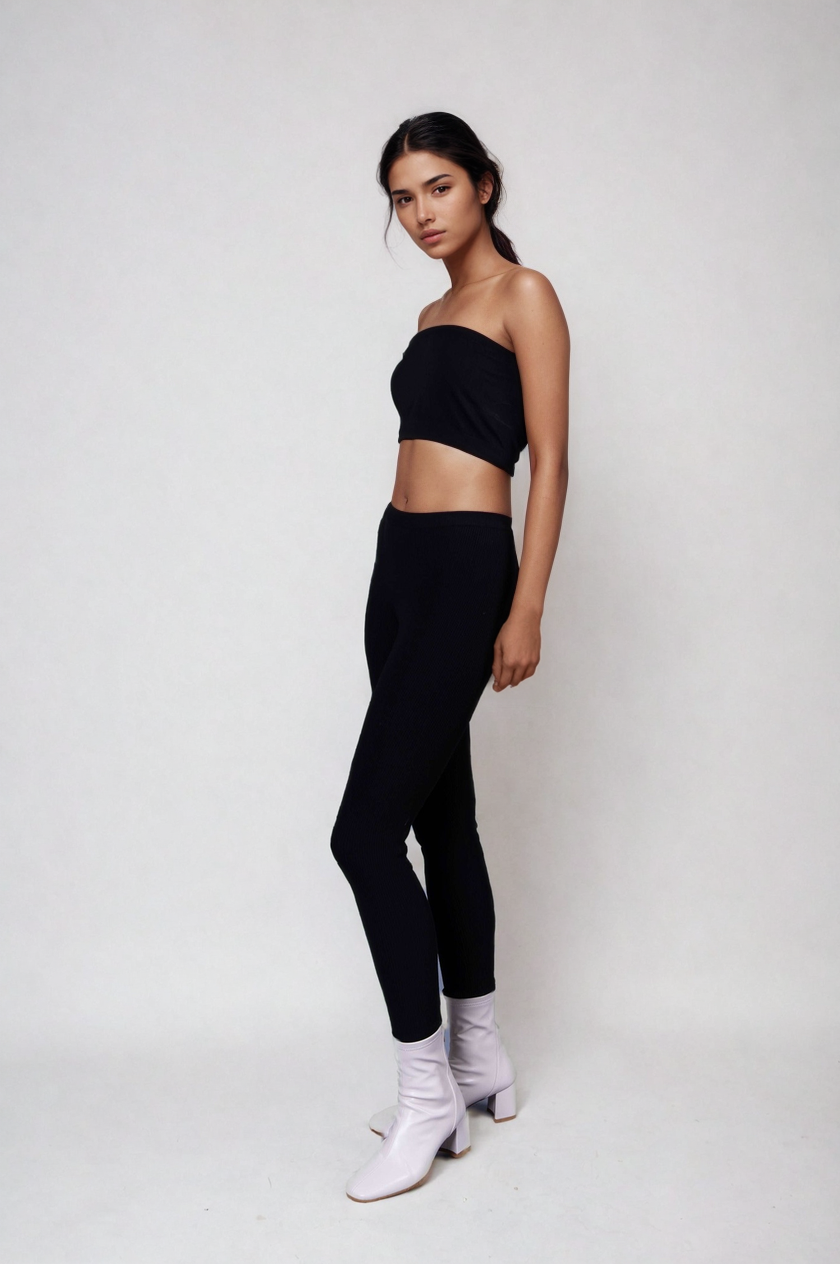 Classy Ribbed Leggings-Onyx