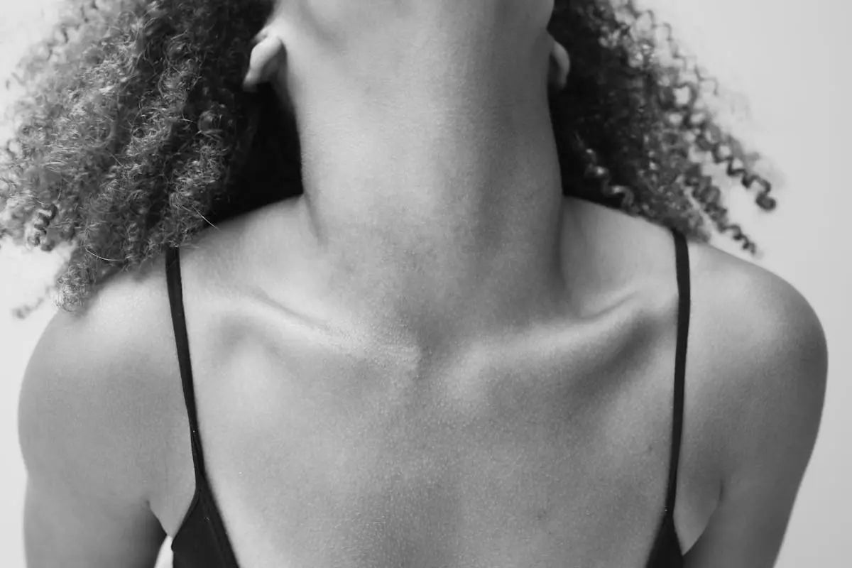 Black-and-white neck portrait