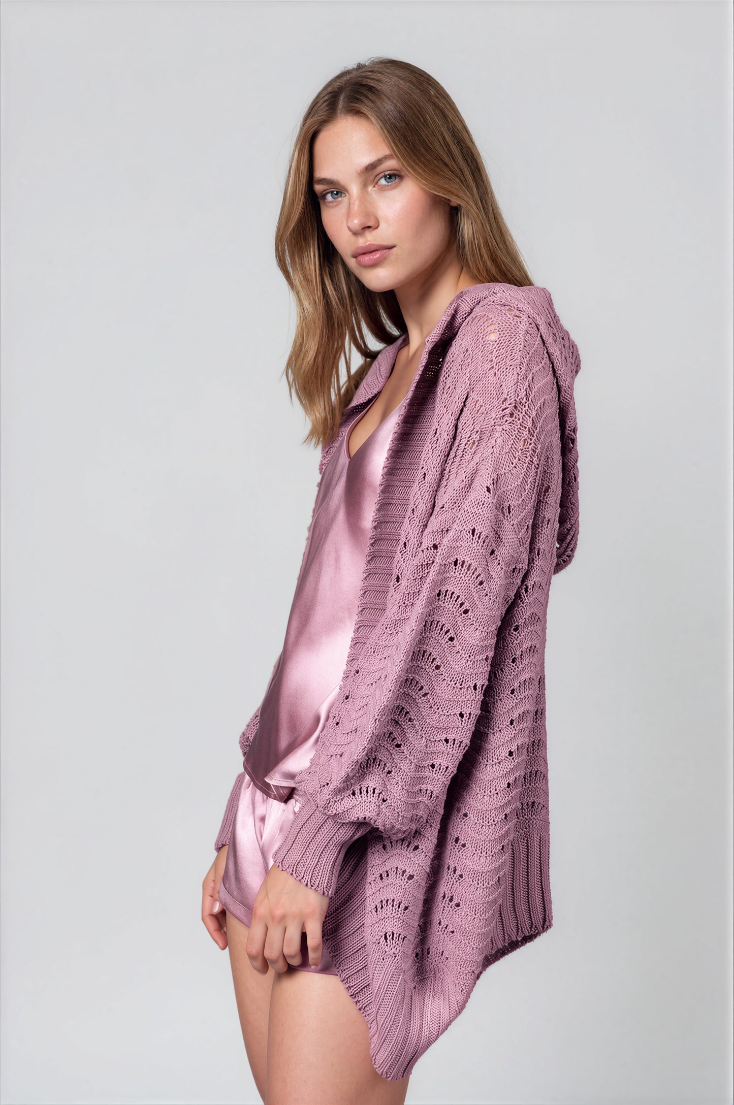 Fire Pit Cardigan-Dusty rose