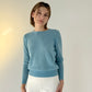 The Cashmere Blend Crew-Ice Blue
