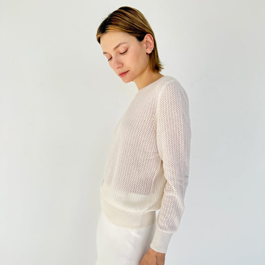The Cashmere Blend Crew-Soft White