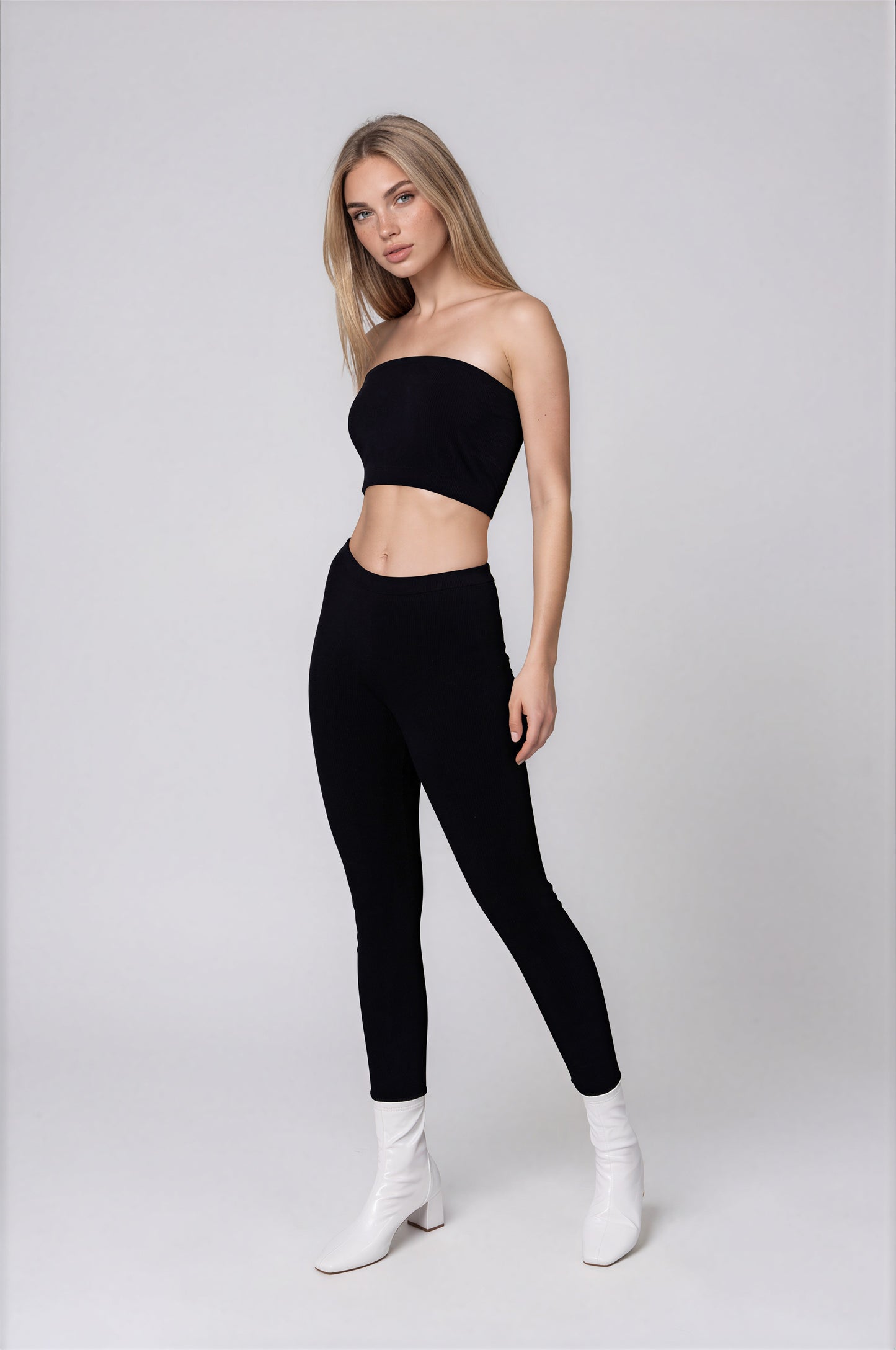 Classy Ribbed Leggings-Onyx