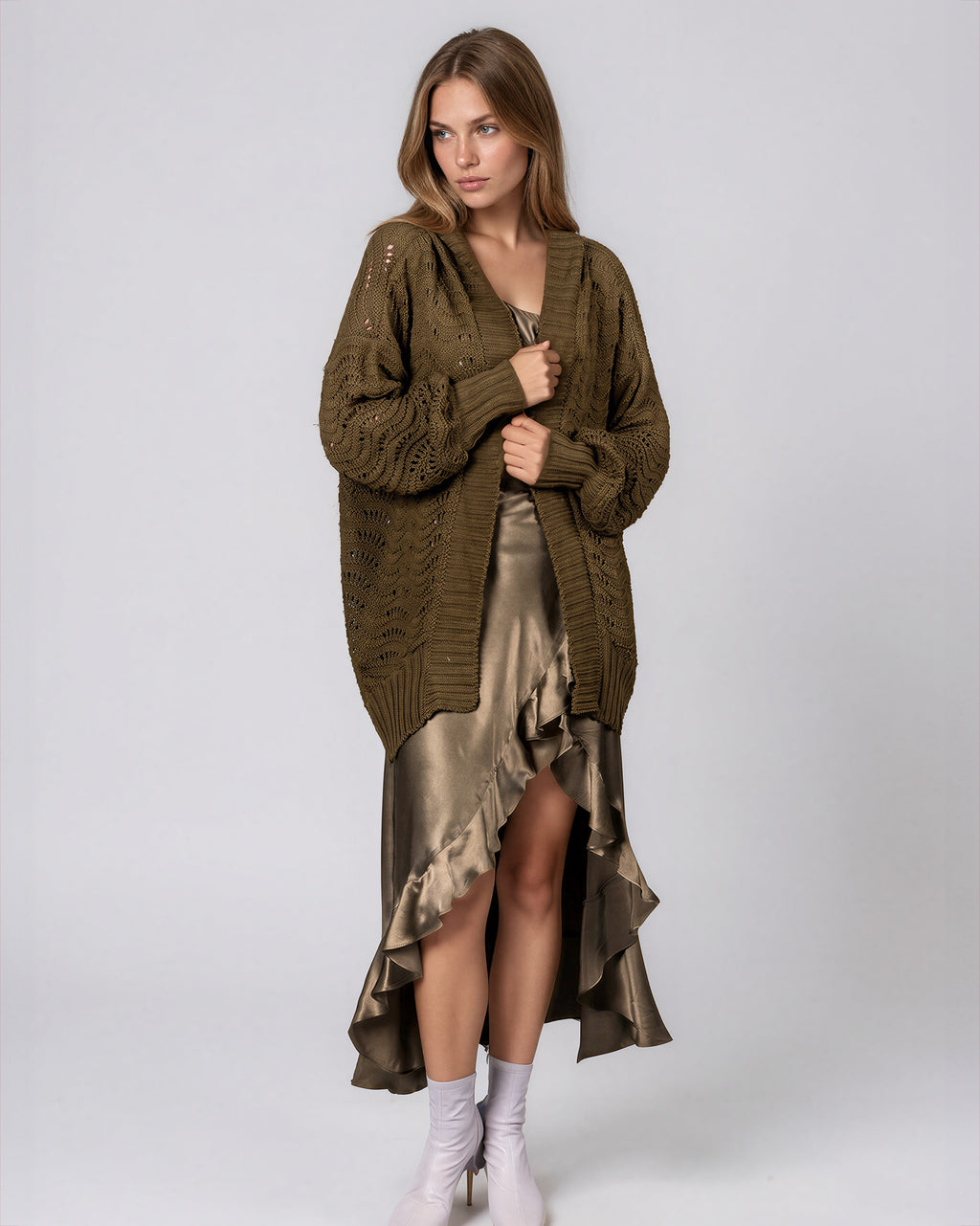 Fire Pit Cardigan-Moss