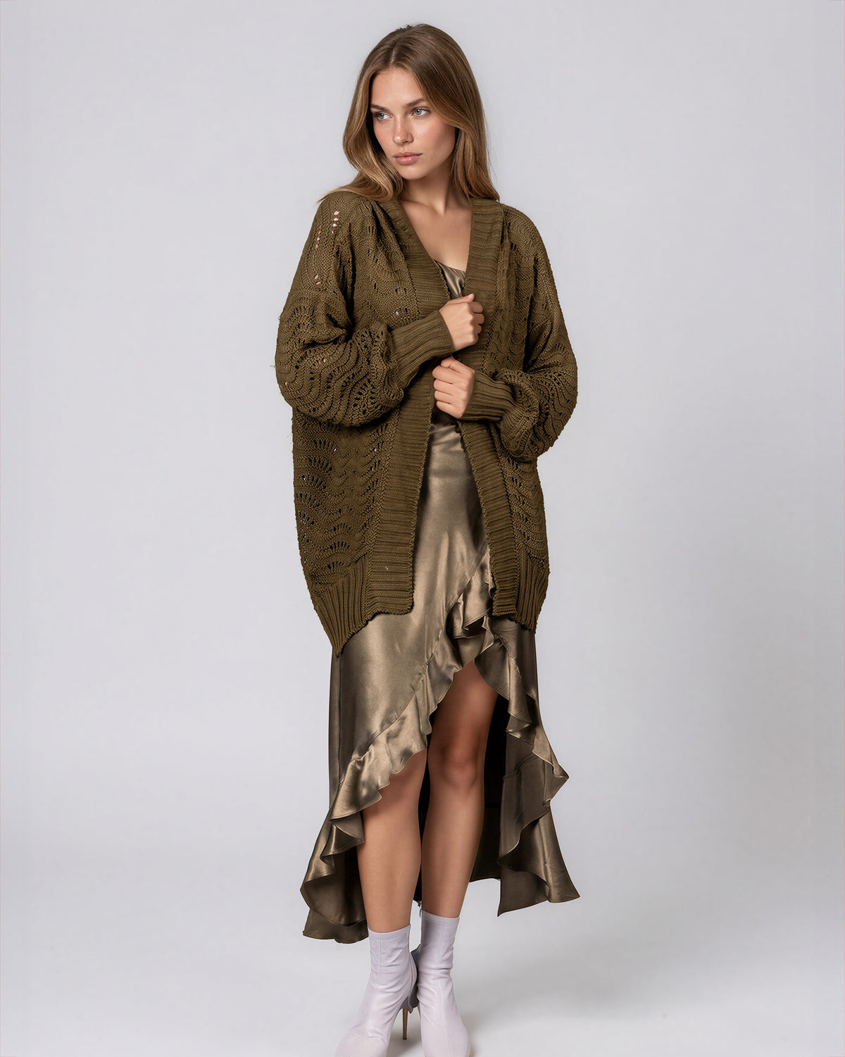 Fire Pit Cardigan-Moss