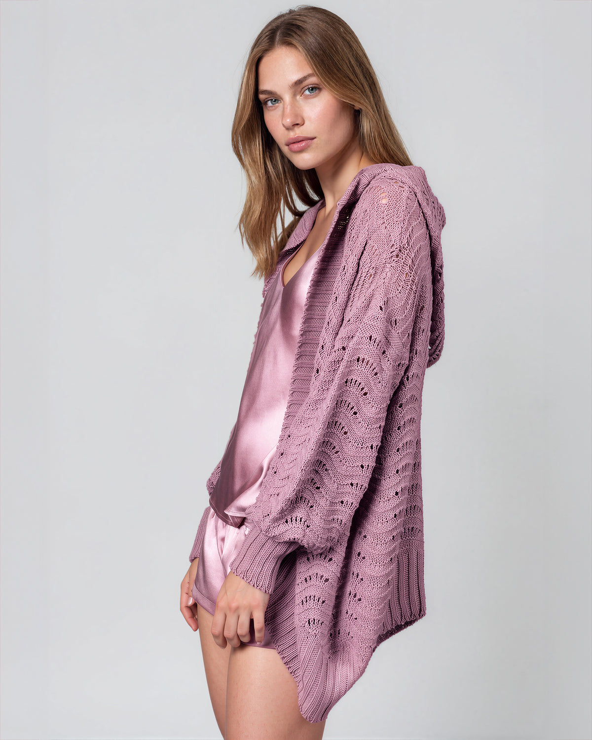 Fire Pit Cardigan-Dusty rose