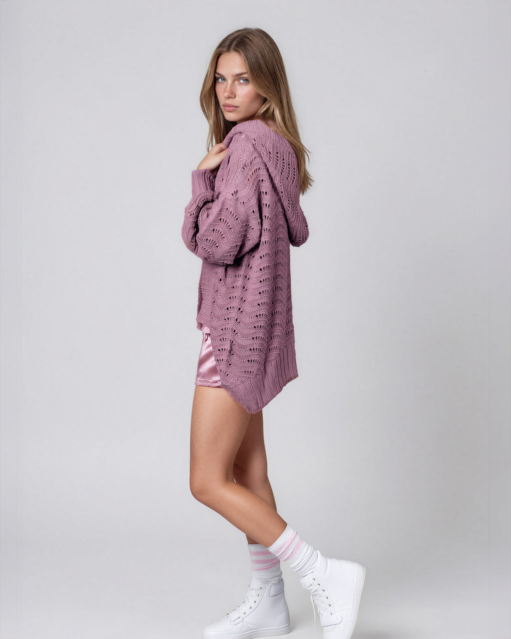 Fire Pit Cardigan-Dusty rose