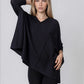 V neck Outdoor Cape - Black
