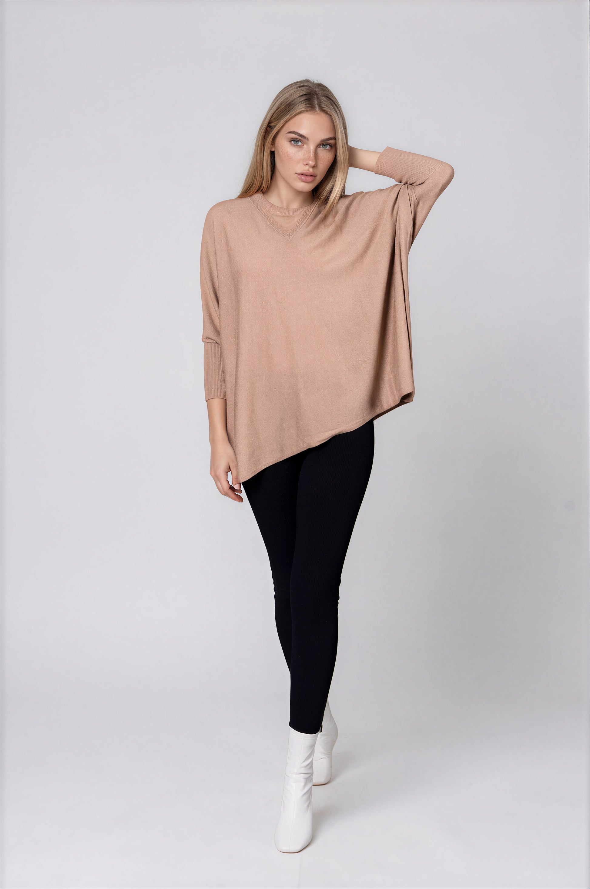V neck Outdoor Cape -Fawn