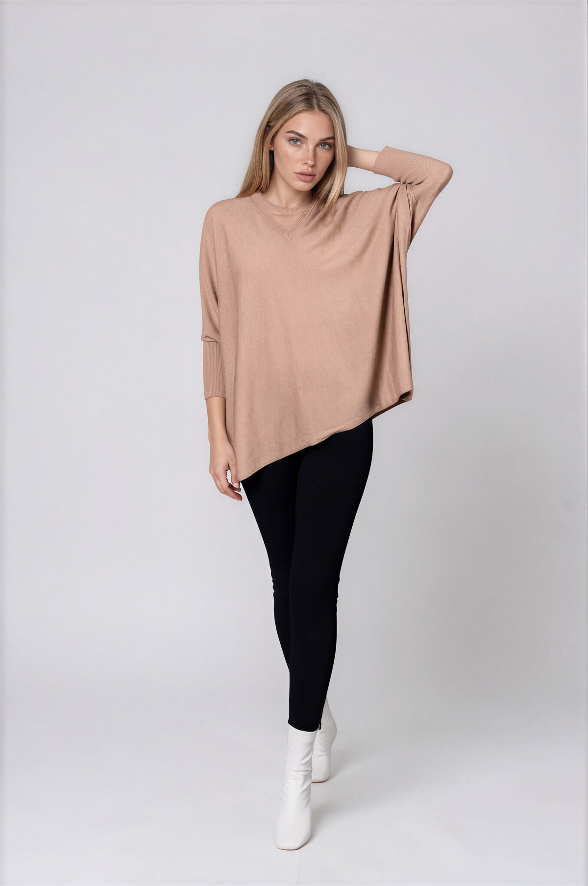 V neck Outdoor Cape -Fawn