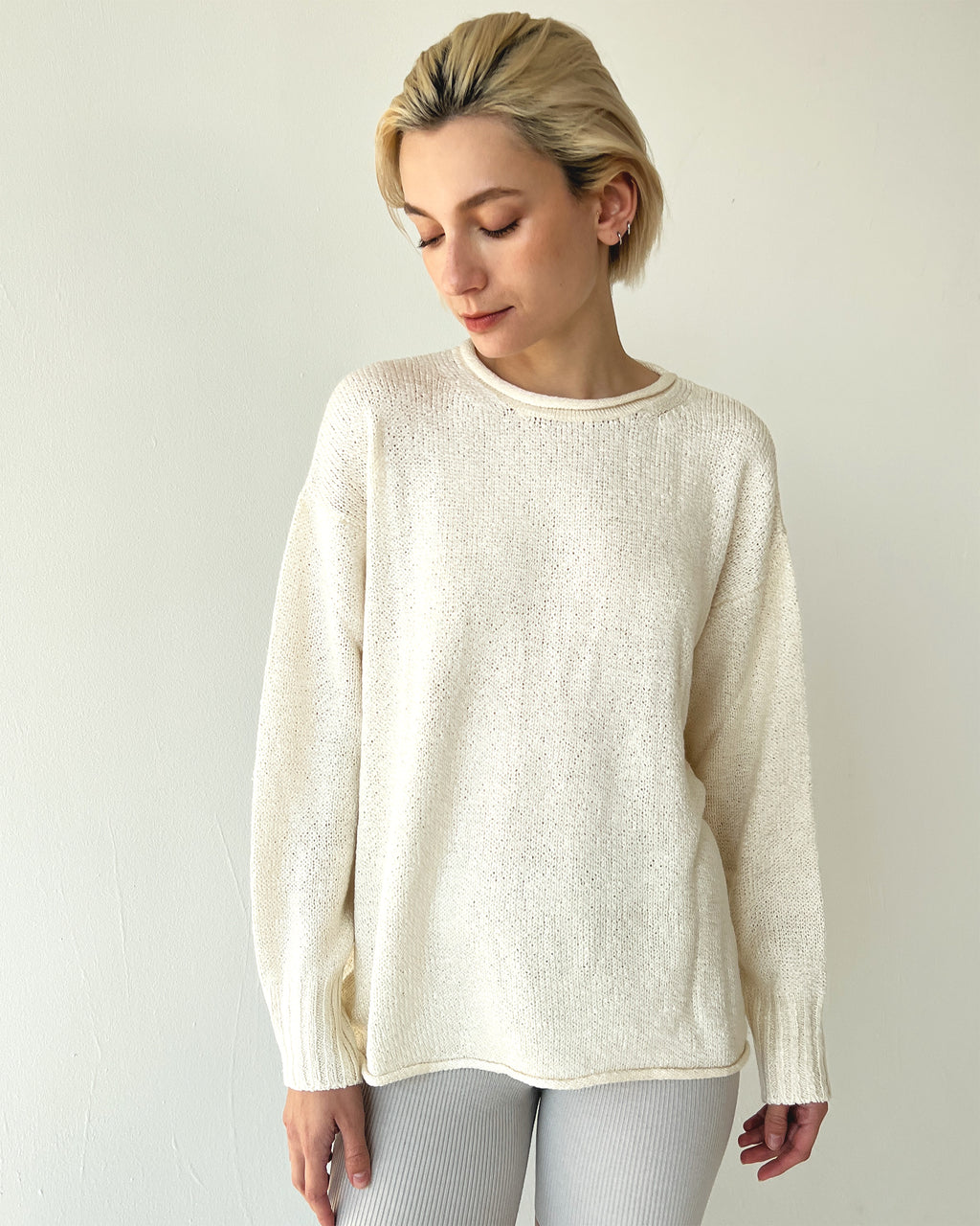Silk Long Sleeve Pullover -Natural