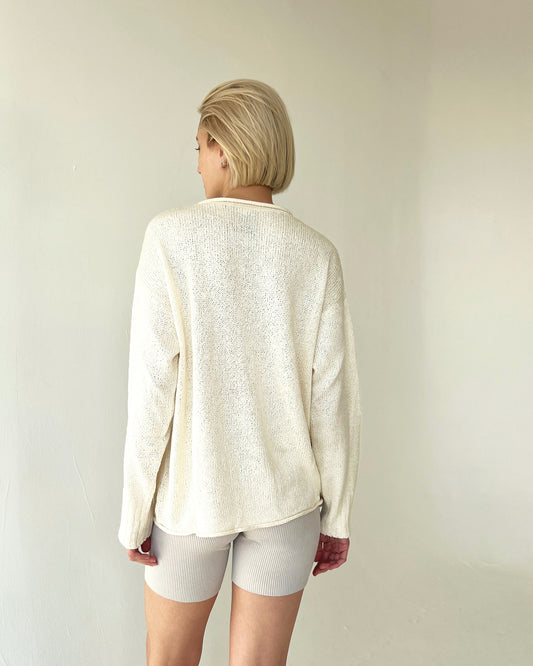 Silk Long Sleeve Pullover -Natural