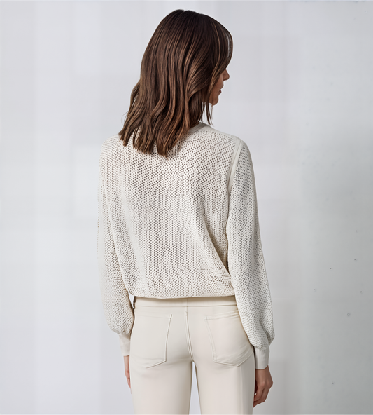 The Cashmere Blend Crew-Soft White