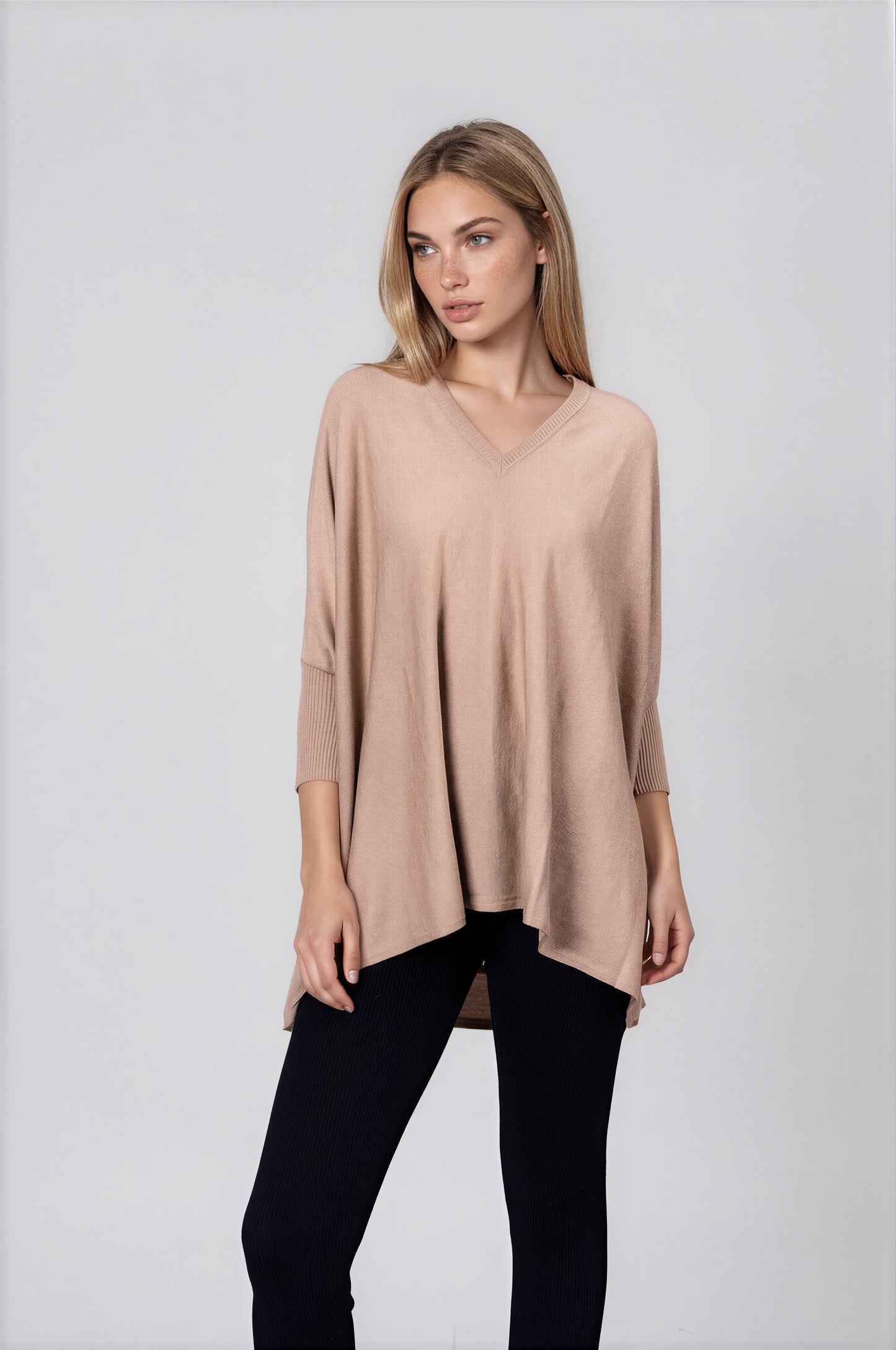 V neck Outdoor Cape -Fawn