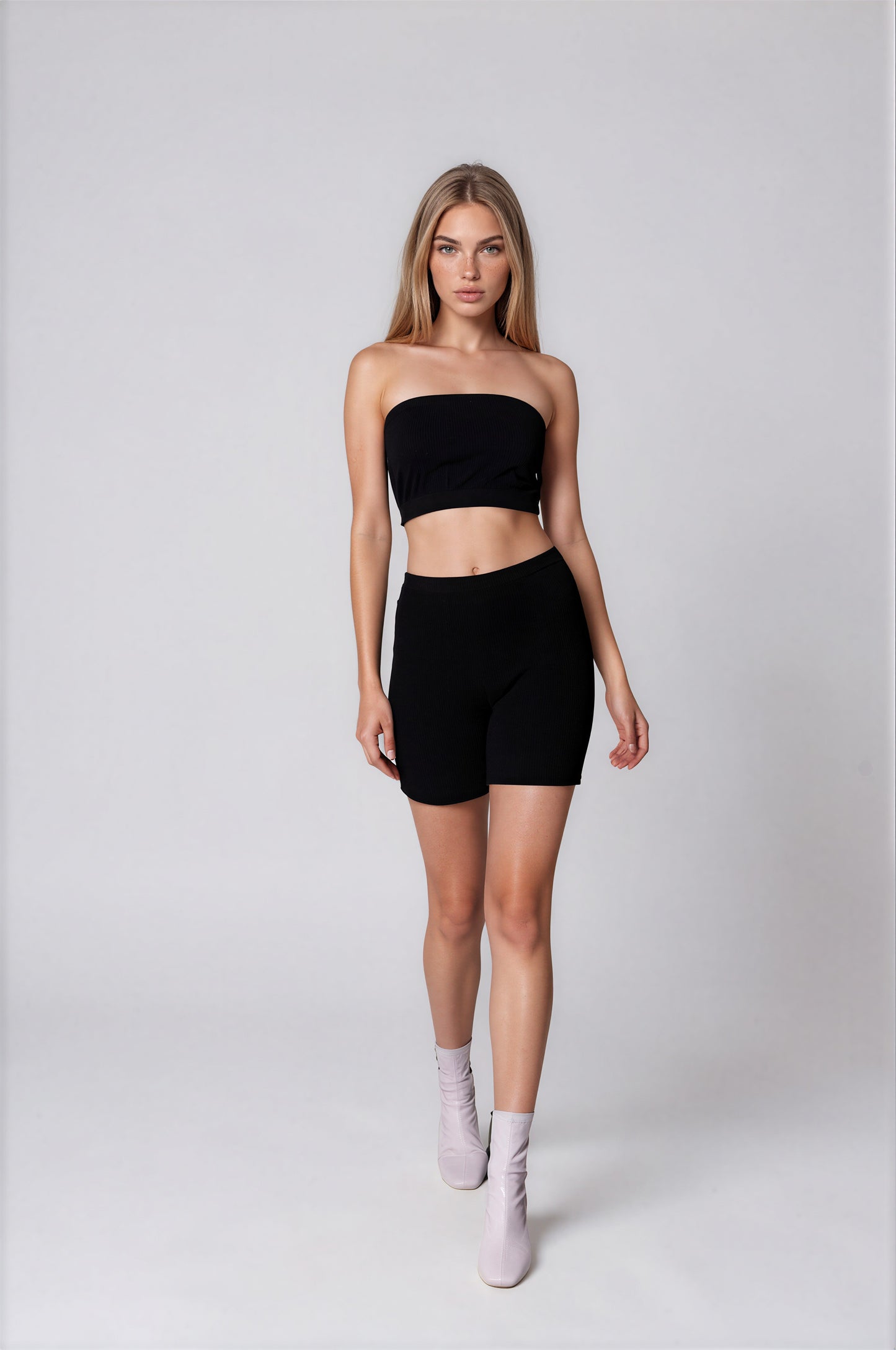 Classy Ribbed Biker Short-Onyx
