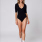 Ribbed V Neck Bodysuit
