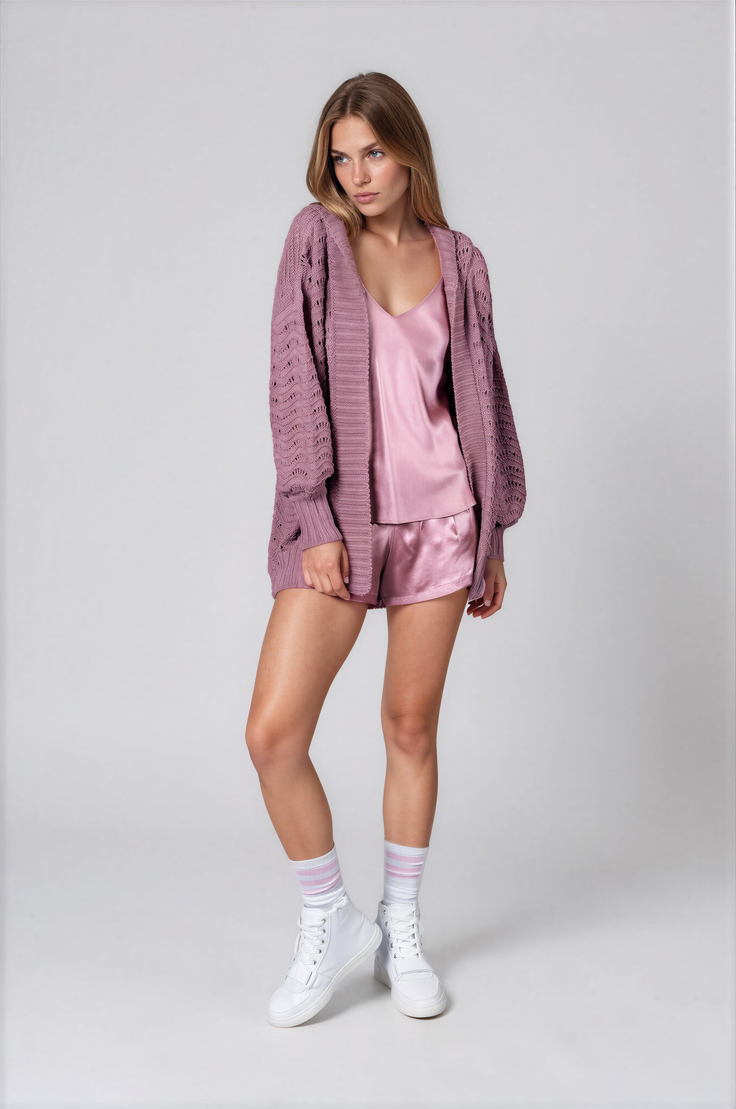 Fire Pit Cardigan-Dusty rose